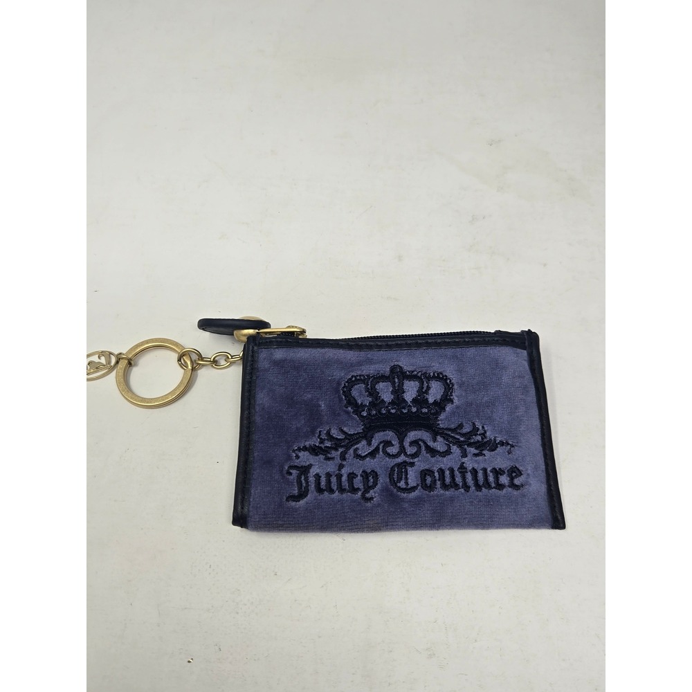 Juicy Couture Blue Velour Hobo Bag Gothic Logo Chain Detail Y2K Vintage - Picture 11 of 14